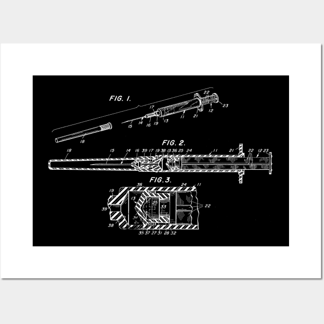 Plastic Syringe Vintage Patent Hand Drawing Wall Art by TheYoungDesigns